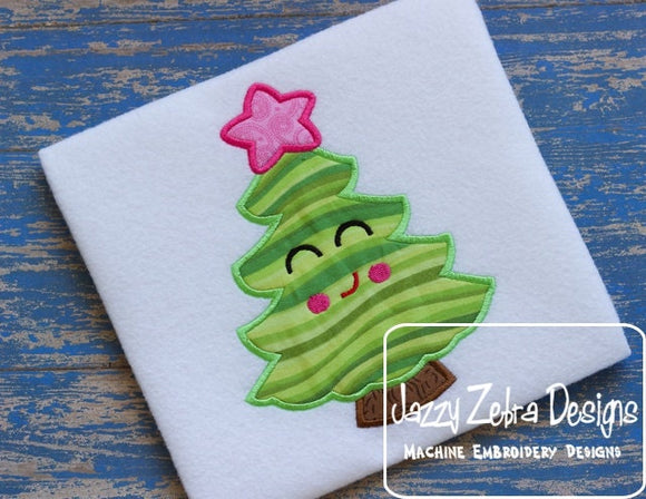Christmas tree appliqué machine embroidery design
