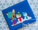 Chihuahua with Snowman filled machine embroidery design