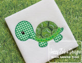 Turtle vintage stitch appliqué machine embroidery design