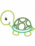 Turtle vintage stitch appliqué machine embroidery design