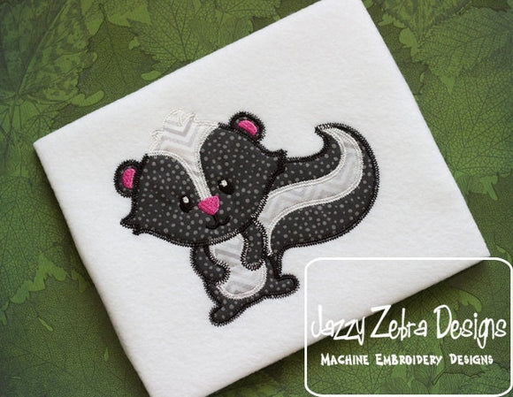 Skunk vintage stitch appliqué machine embroidery design