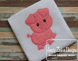 Pig vintage stitch appliqué machine embroidery design