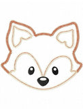 Fox head vintage stitch appliqué machine embroidery design