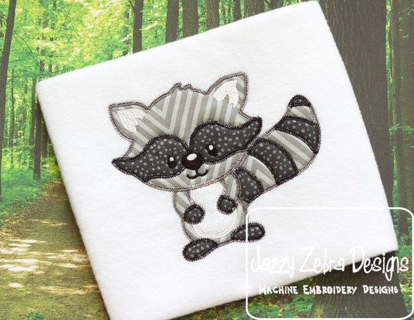 Raccoon vintage stitch appliqué machine embroidery design