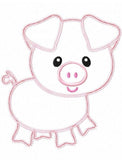 Pig vintage stitch appliqué machine embroidery design