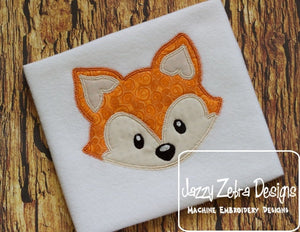 Fox head vintage stitch appliqué machine embroidery design