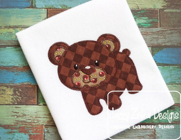 Bear vintage stitch appliqué machine embroidery design