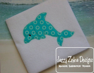 Dolphin vintage stitch appliqué machine embroidery design
