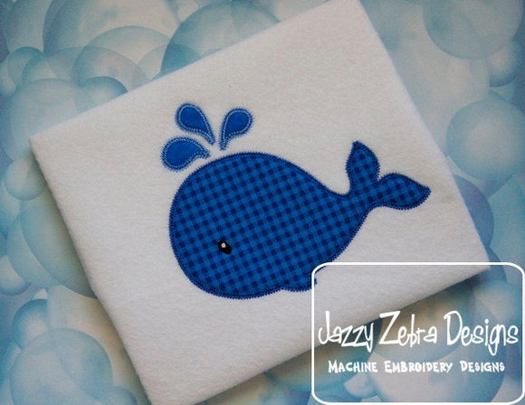Whale vintage stitch appliqué machine embroidery design