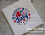 Happy 4th of July Filled machine embroidery design