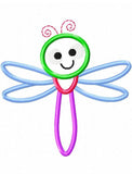 Dragonfly applique machine embroidery design