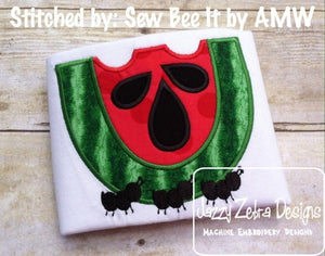 Watermelon slice with Ants applique machine embroidery design