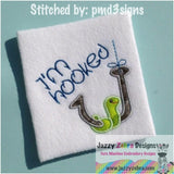 Worm on Hook applique machine embroidery design