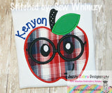 Apple with glasses appliqué machine embroidery design