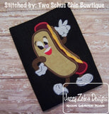 Retro movie concessions animation hot dog applique machine embroidery design
