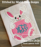 Bunny or Rabbit monogram frame applique machine embroidery design