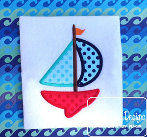 Sailboat applique machine embroidery design