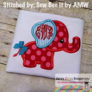 Elephant applique machine embroidery design