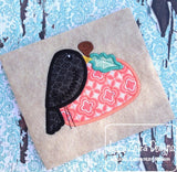 Primitive Crow with Pumpkin applique embroidery design