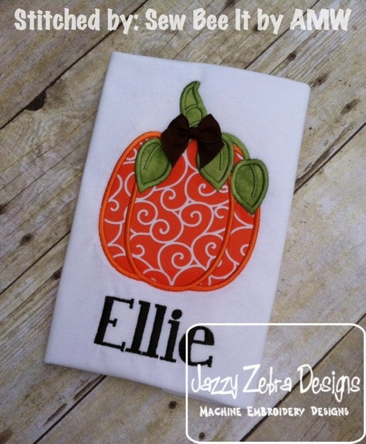 Fall Pumpkin applique machine embroidery design