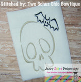 Skull and bat satin stitch machine embroidery Design