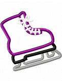 Ice skate appliqué machine embroidery design