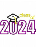 Class of 2024 appliqué machine embroidery design