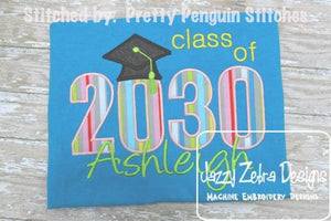 Class of 2030 appliqué machine embroidery design