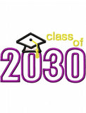 Class of 2030 appliqué machine embroidery design