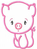 Pig applique machine embroidery design