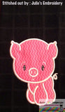 Pig applique machine embroidery design