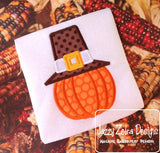 Pilgrim Pumpkin appliqué machine embroidery design
