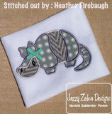 Armadillo applique machine embroidery design