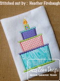 3 Tier Cake Appliqué Machine Embroidery Design