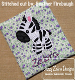 Zebra appliqué machine embroidery design