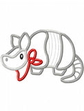 Armadillo wearing bandana appliqué machine embroidery design