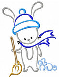 Winter Bunny Satin Stitch machine embroidery design