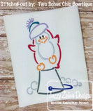 Winter Penguin on Bucket satin stitch embroidery design