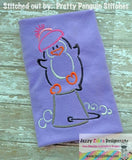 Winter Penguin on Bucket satin stitch embroidery design