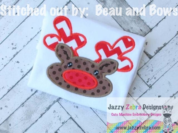 Red nose reindeer appliqué machine embroidery design