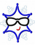 Snowflake with sunglasses appliqué machine embroidery design