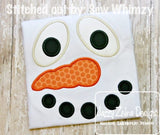 Snowman face appliqué machine embroidery design