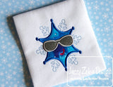 Snowflake with sunglasses appliqué machine embroidery design