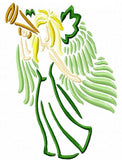 Angel with trumpet satin stitch machine embroidery design