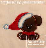 Christmas puppy appliqué machine embroidery design