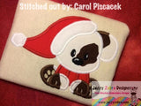 Christmas puppy appliqué machine embroidery design