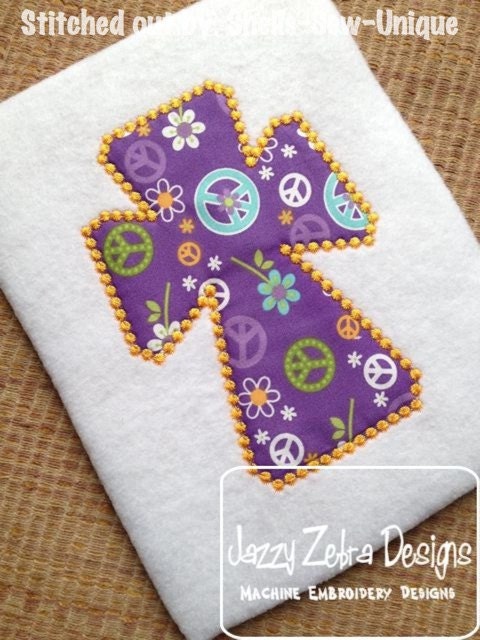 Cross applique candlewick stitch machine embroidery design