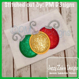 3 Christmas Ornaments applique machine embroidery design