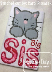 Kitten Big Sis appliqué machine embroidery design