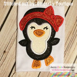 Penguin girl appliqué machine embroidery design